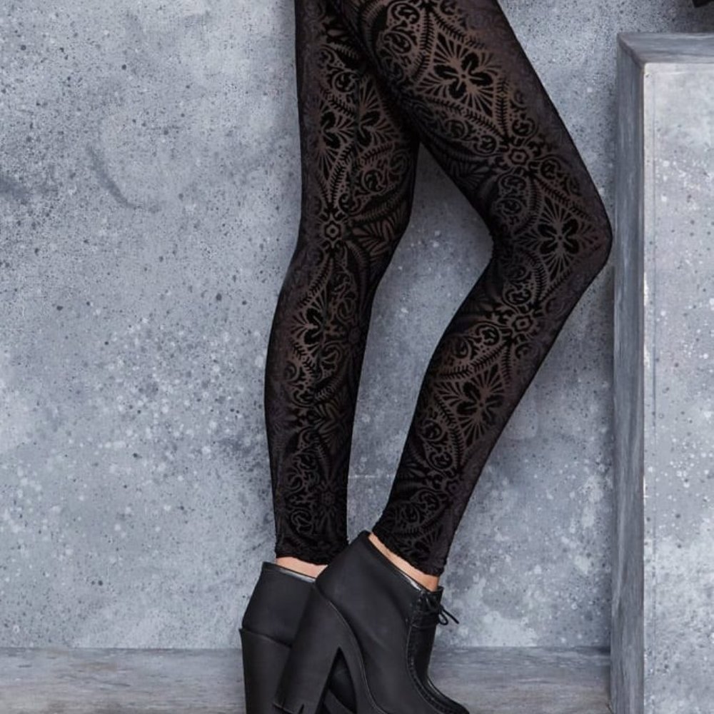 BLACK MILK CLOTHING BURNED VELVET LEGGINGS